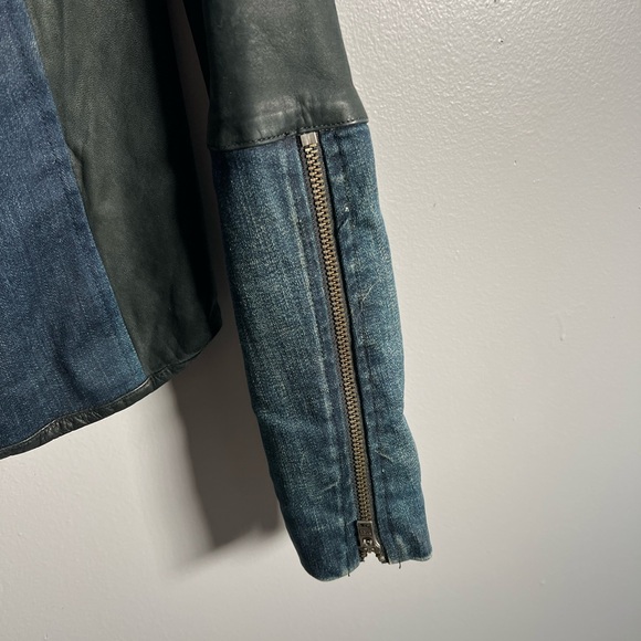 Helmut Lang Jean/Leather Double Zip Asymmetrical Jacket- Medium - Picture 2 of 12